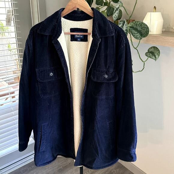 High Sierra Men’s L Corduroy Sherpa Jacket Blue Workwear Casual - Picture 1 of 8